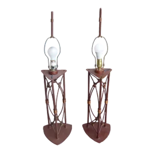 Vintage Kovacs Robert Sonneman Faux Bamboo Iron Lamps - a Pair