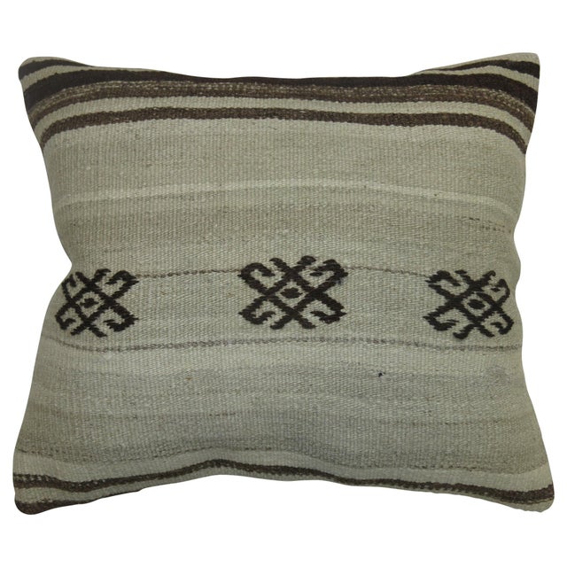 Pillow made from modern Turkish Kilim. Measures: 17'' x 20''.