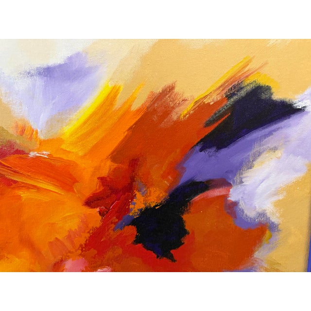 Abstract Mid Century Signed Anita Oil on Canvas Abstract Painting For Sale - Image 3 of 9