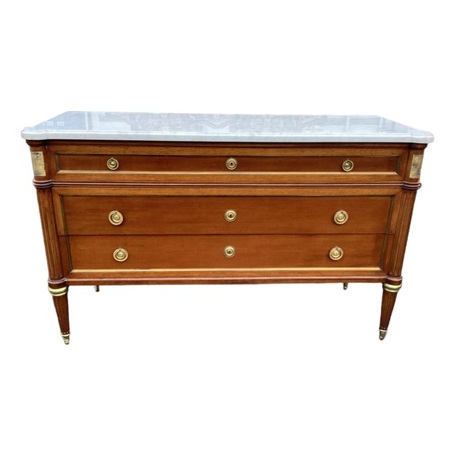French Louis XVI-Style Chest W/ Marble Top For Sale