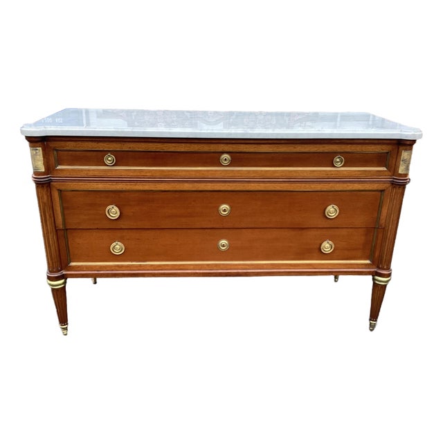 French Louis XVI-Style Commode W/ Marble Top For Sale
