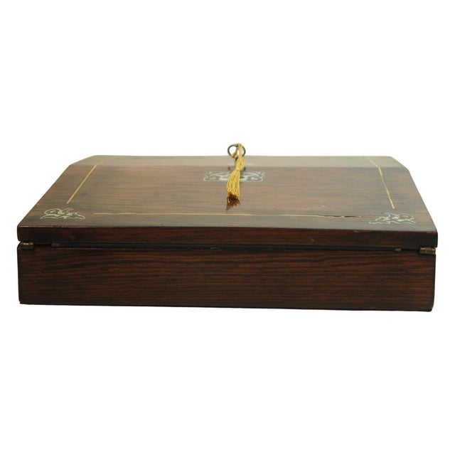 Brown 19th Century Rosewood Writing Slope with Inlay, Set of 5 For Sale - Image 8 of 13