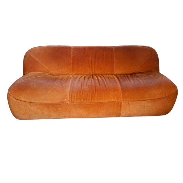 Vintage 3-Seater Sofa and Armchair in Orange Velvet, 1970s, Set of 2 For Sale - Image 6 of 11