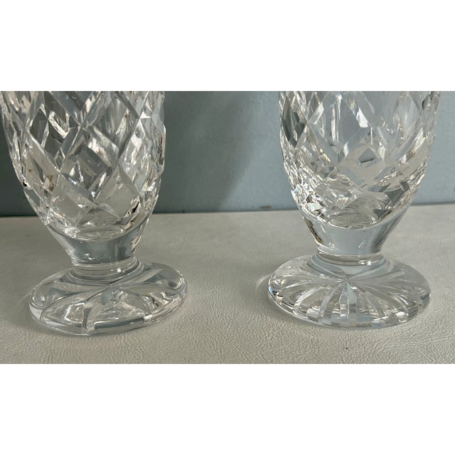 Vtg. Waterford Pair of Crystal Footed Kinsale 7" Bud Flower Vase For Sale - Image 9 of 11