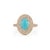1.43ct Oval Turquoise Cabochon Double Halo Diamond 14k Gold Contemporary Ring Size 9 For Sale - Image 4 of 17