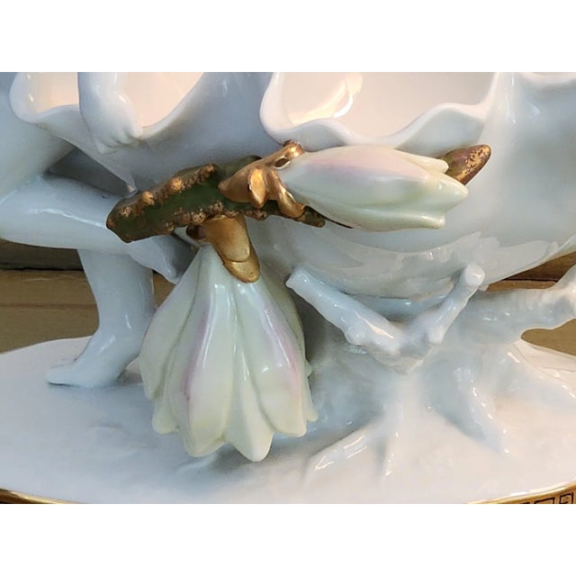 White Antique Moore Brothers White Gold Porcelain Cherub Compote Bowl For Sale - Image 8 of 13
