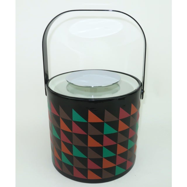 1980s Georges Briard Memphis Style Postmodern Black Geometric Print Ice Bucket, 1980's For Sale - Image 5 of 13
