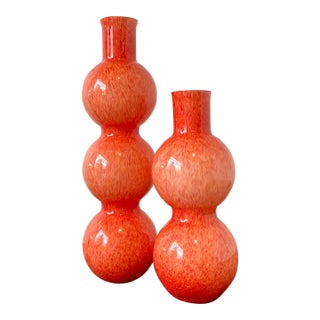 Vintage Murano Glass Vases - A Pair For Sale