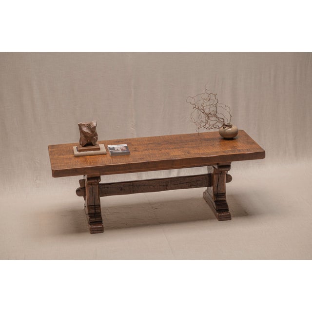 Wood Large Brutalist Dining Table in Oak, 1970s For Sale - Image 7 of 18