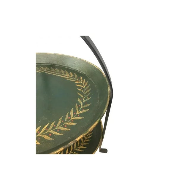 1990s 1990s Dark Green & Gold Tole Two-Tier Tray For Sale - Image 5 of 6