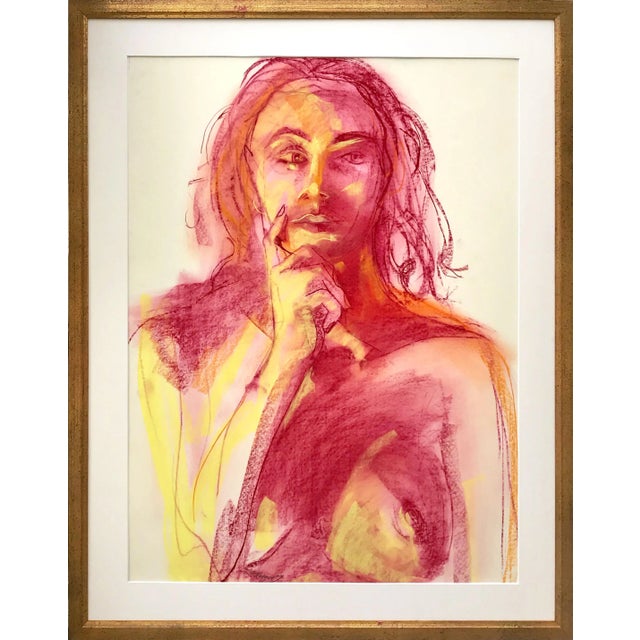 Vintage Expressionist Pastel Portrait of a Female Nude by Gerard Haggerty For Sale