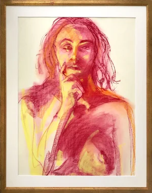 Vintage Expressionist Pastel Portrait of a Female Nude by Gerard Haggerty