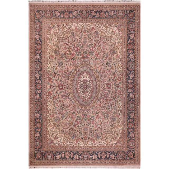 Art Nouveau Pak-Persian Taupe/Green Wool Rug - 8'11'' X 12'0'' For Sale - Image 9 of 9