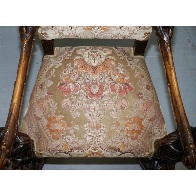 Wood Museum Quality Valentino Panciera Besarel 19th Century Italian Walnut Cherub Carved Armchair – Throne Chair For Sale - Image 7 of 12