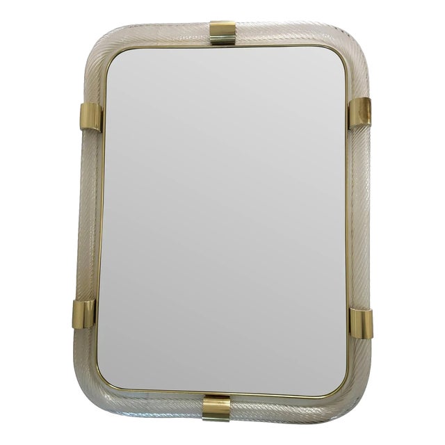 Scenographic Italian Torciglione-Torchon Murano Glass Wall Mirror by Simoeng for Simoeng For Sale