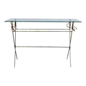 1940s French Modern Steel and Brass Sword Console Table