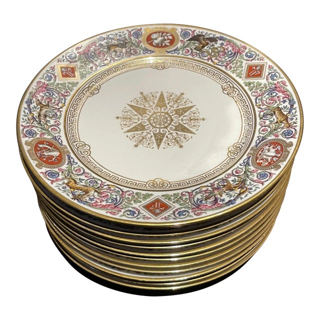 Mid 19th Century Sevres Louis Philippe Hunting Plates - Set of 12 For Sale