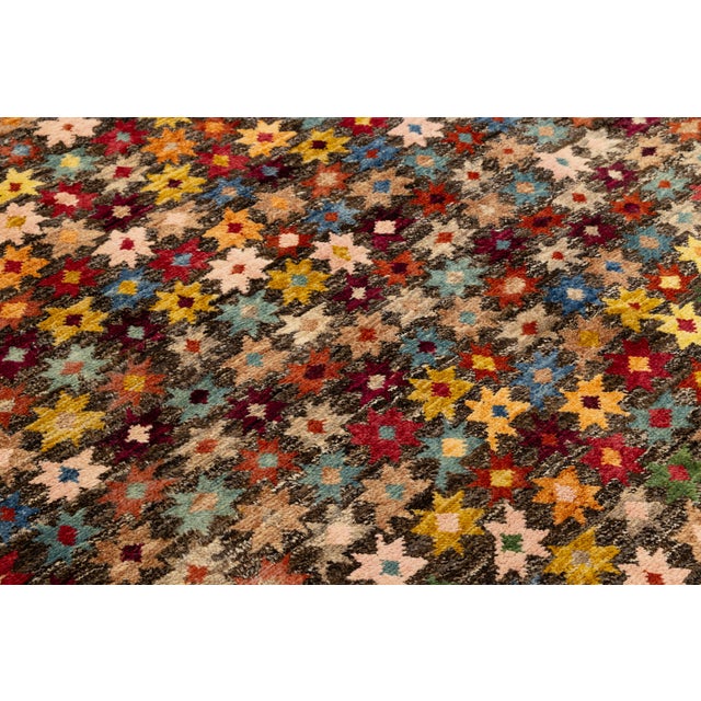 6x8 Hand-Knotted Baluch Style Wool Rug Vibrant Colorful Star Pattern For Sale - Image 10 of 11