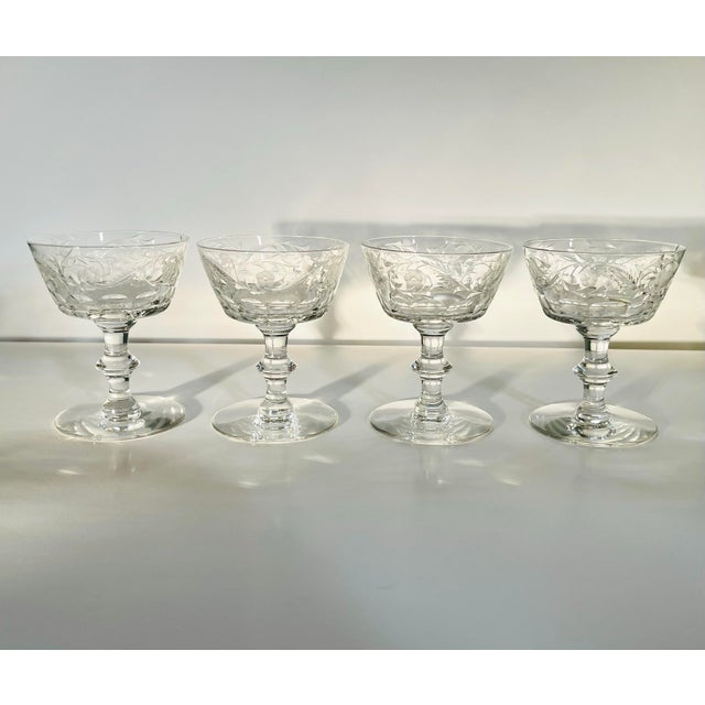 Transparent Early 20th Century Seneca Cut Glass Champagne - Set of Four For Sale - Image 8 of 10