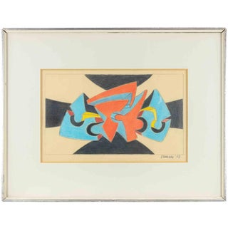 Giorgio Zennaro, Abstract Composition, Pastel on Paper, 1969 For Sale