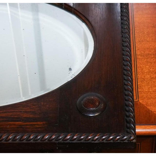Antique English Arts & Crafts Oak Wall Mirror For Sale - Image 6 of 12
