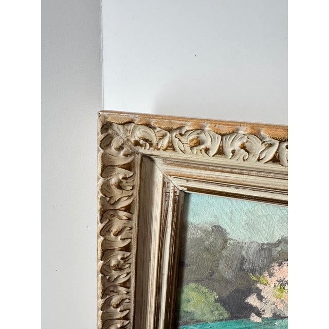 1961 Line Bloom Draper Impressionist Garden Oil Painting in Original Frame For Sale - Image 11 of 12