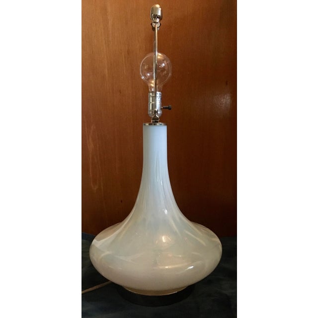 Late 20th Century Late 20th Century White & Silver Glass Table Lamp For Sale - Image 5 of 10
