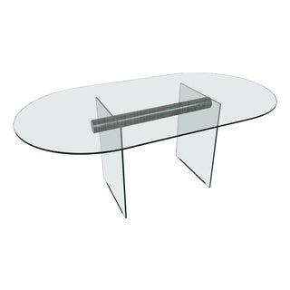 Mid-Century Modern Glass Dining Room Table with Glass Legs in the Pace Style For Sale