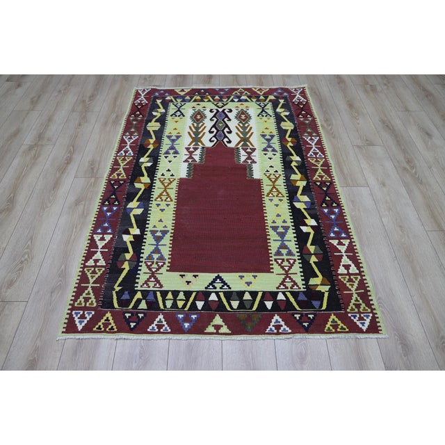 1980s Tribal Burgundy Hand Knotted Rug For Sale - Image 13 of 13