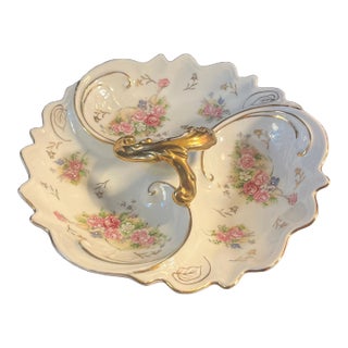 Vintage Three Compartment Porcelain Relish Dish/Platter For Sale