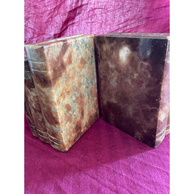 Mid Century Trompe l'Oeil Italian Alabaster Bookends of Books For Sale - Image 6 of 9