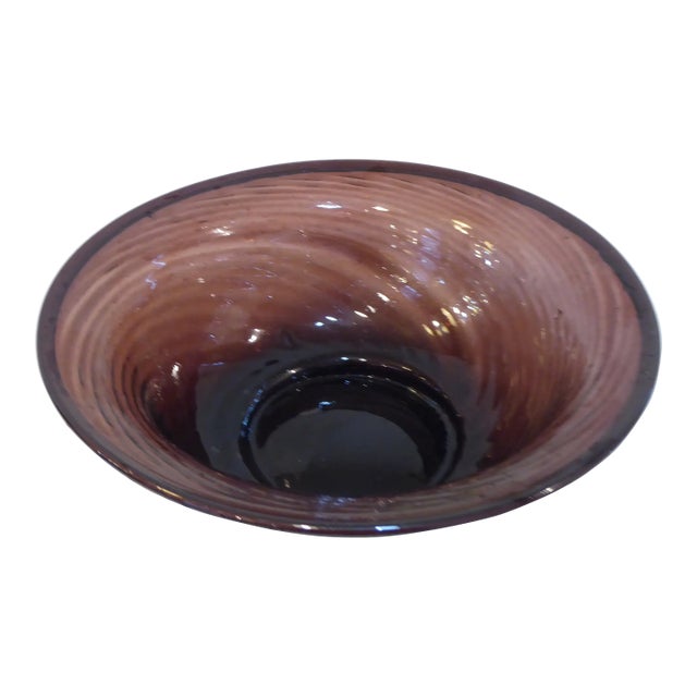 Antique Aubergine Blown Glass Bowl For Sale