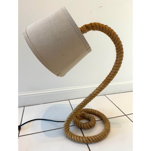 Textile Rope Table Lamps With Linen Shades in the Style of Audoux Minet - A Pair For Sale - Image 7 of 7