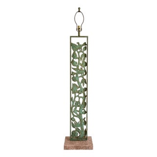 1980s Silas Seandel Style Verdigris Bronze Botanical Floor Lamp For Sale