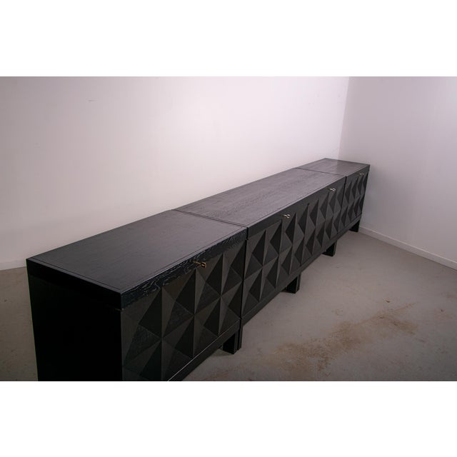 Brutalist Ebonized Sideboard by J. Batenburg for Mi Belgium, 1960s, Set of 3 For Sale - Image 11 of 15