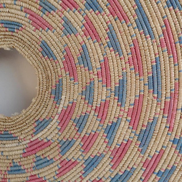 Nigerian Hassau woven natural fiber basket cover. Beautiful unique and original handmade piece with natural imperfections.