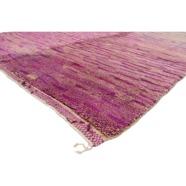 21120 Large Abstract Pink Moroccan Rug, 09'04 x 11'07. Bohemian Rhapsody meets Abstract Expressionism in this hand knotted...