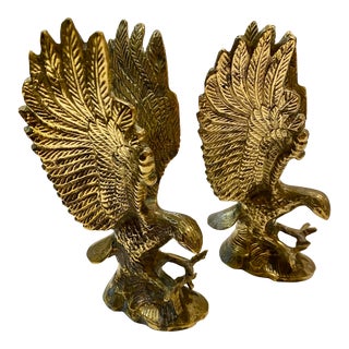 Brass Eagle Bookends, Pair For Sale