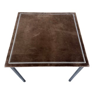 Folding Game Table in Steel and Velvet attributed to Christian Dior, France, 1970s For Sale