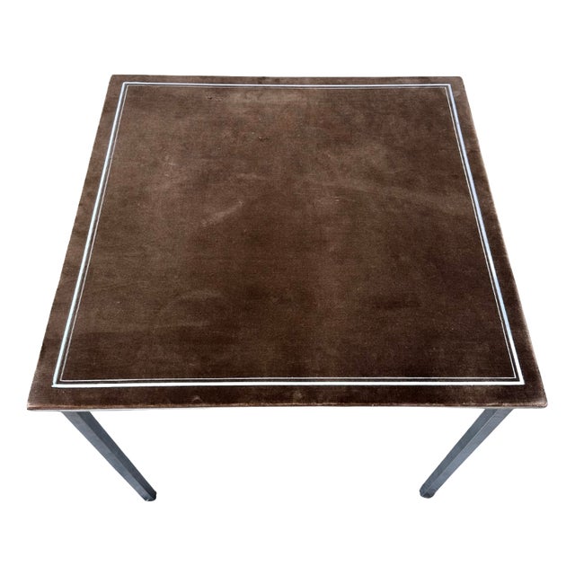 Folding Game Table in Steel and Velvet attributed to Christian Dior, France, 1970s For Sale