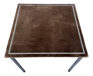 Folding Game Table in Steel and Velvet attributed to Christian Dior, France, 1970s