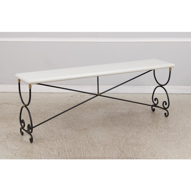 Age: Approx. 30 Years Old Details: Heavy Wrought Iron Base Brass Accents High Quality Construction Stretcher Base Frame...