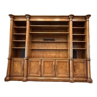 Century Furniture Traditional European Style Pecan Wood Finish Entertainment Center For Sale