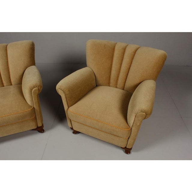Metal Set of Art Deco Velvet Armchairs, Germany, 1940s For Sale - Image 7 of 15