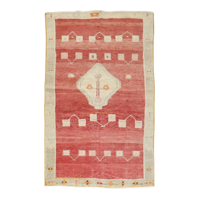 Zabihi Collection Abstract Turkish Anatolian 20th Century Rug - 4'6" x 7'2" For Sale