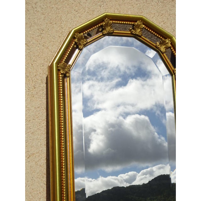 Golden Mirror with Beaded Frame and Fleur-de-Lys, 1980s For Sale - Image 6 of 15