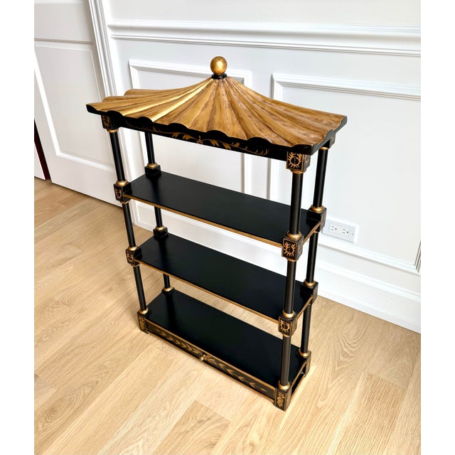 Black 1970s Union National Chinoiserie Pagoda Wall Étagère / Shelf For Sale - Image 8 of 11