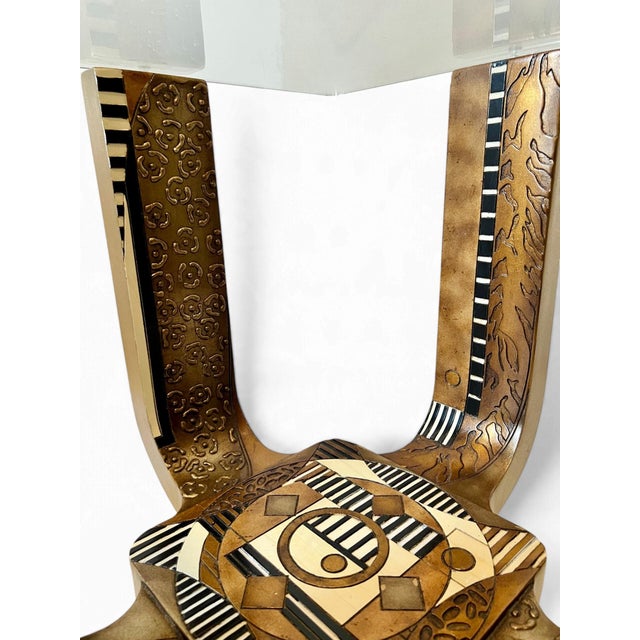 Pair of Postmodern Memphis Style Glass Top Side Tables Attributed to Lam Lee For Sale - Image 9 of 17