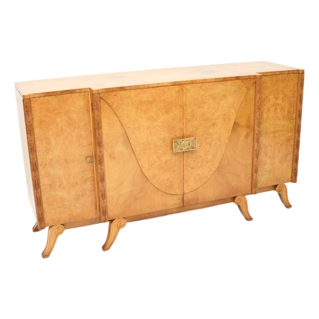 Art Deco Burr Walnut Sideboard attributed to Hille, 1920s For Sale
