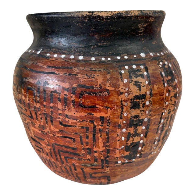 Vintage Amazonian Asurini Indigenous Redware Ceramic Jar Brazil For Sale